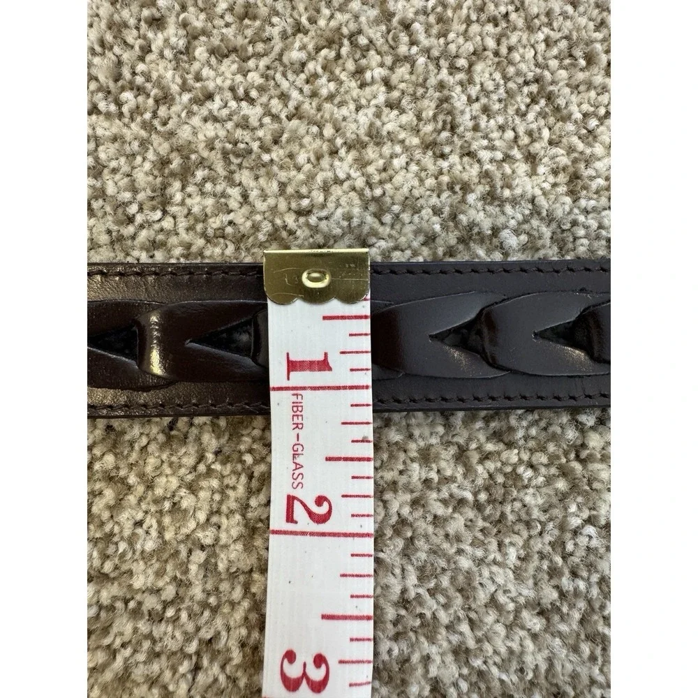 Vintage Brown Leather Woven Belt Men's Size 34